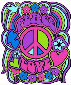 Peace Love Hippie Illustration Diamond Painting