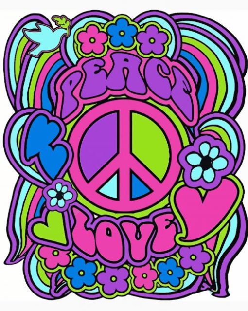 Peace Love Hippie Illustration Diamond Painting