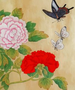 Peonies And Butterflies Diamond Paintings