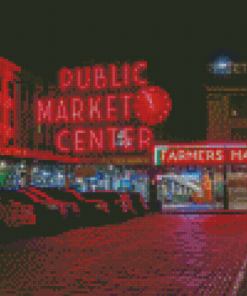 Pike Place Market At Night Diamond Painting