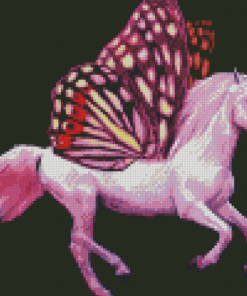 Pink Butterfly Horse Diamond Painting