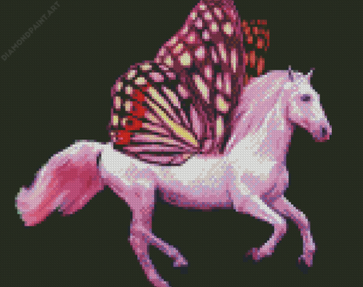 Pink Butterfly Horse Diamond Painting