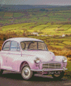 Pink Morris Minor With Amazing Landscape View Diamond Painting