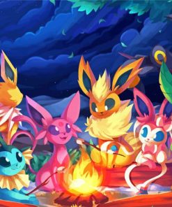 Pokemon Eeveelution Campfire Diamond Painting