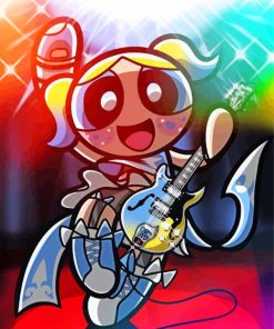 Powerpuff Girls Bubbles Playing Guitar Diamond Painting