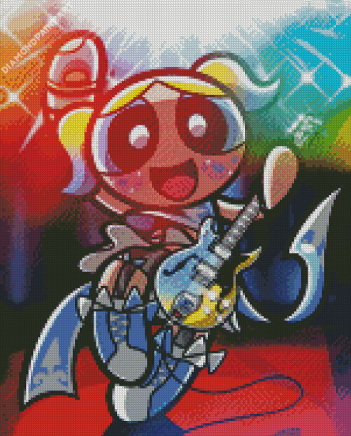 Powerpuff Girls Bubbles Playing Guitar Diamond Painting