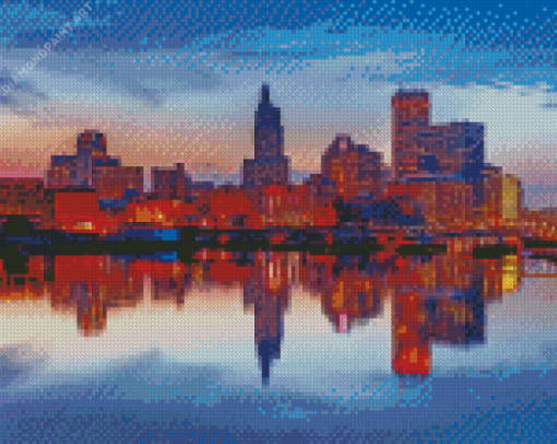 Providence Buildings Reflection Diamond Painting