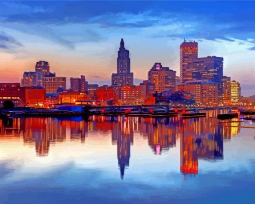 Providence Buildings Reflection Diamond Painting