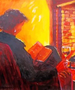 Reading At Hearth Diamond Paintings