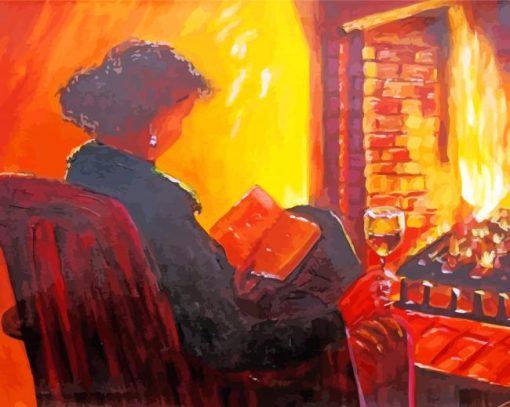 Reading At Hearth Diamond Paintings