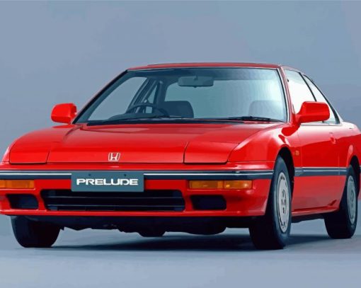 Red Honda Prelude Car Diamond Painting