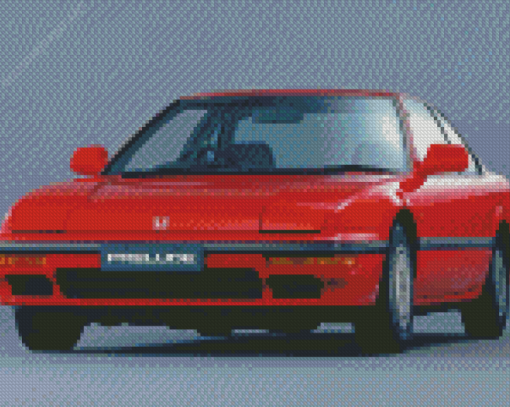 Red Honda Prelude Car Diamond Painting