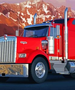 Red Kenworth Truck Diamond Painting