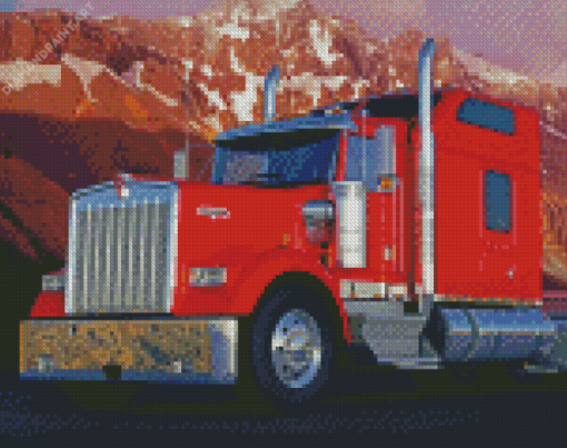 Red Kenworth Truck Diamond Painting