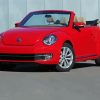 Red Vw Super Beetle Convertible Diamond Paintings