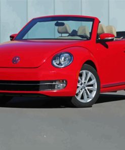 Red Vw Super Beetle Convertible Diamond Paintings