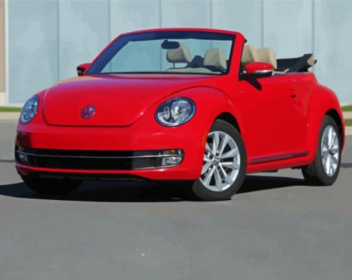 Red Vw Super Beetle Convertible Diamond Paintings