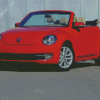 Red Vw Super Beetle Convertible Diamond Paintings