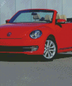 Red Vw Super Beetle Convertible Diamond Paintings