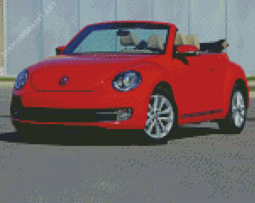 Red Vw Super Beetle Convertible Diamond Paintings