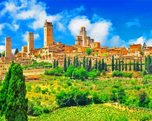 San Gimignano Landscape Diamond Painting