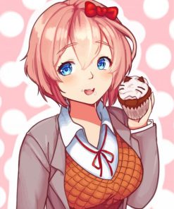 Sayori Eating Cupcake Art Diamond Paintings