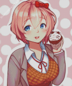 Sayori Eating Cupcake Art Diamond Paintings