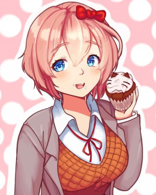 Sayori Eating Cupcake Art Diamond Paintings