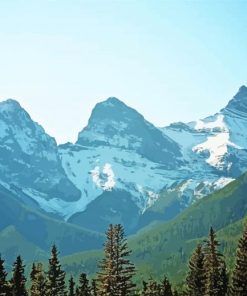 Snowy Three Sisters Mountains Diamond Painting