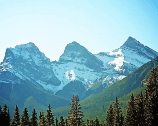 Snowy Three Sisters Mountains Diamond Painting