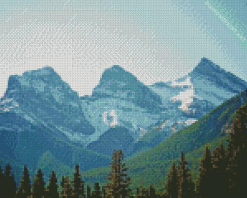 Snowy Three Sisters Mountains Diamond Painting