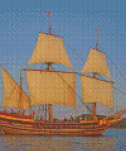 Square Rig Ship In Sunset Diamond Painting