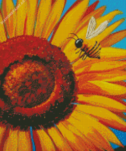 Sunflower And Bee Art Diamond Painting