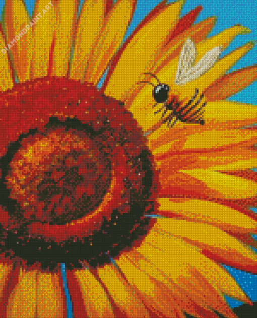 Sunflower And Bee Art Diamond Painting