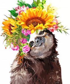 Sunflower And Sloth Diamond Painting