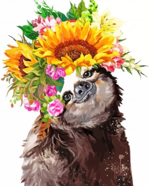 Sunflower And Sloth Diamond Painting