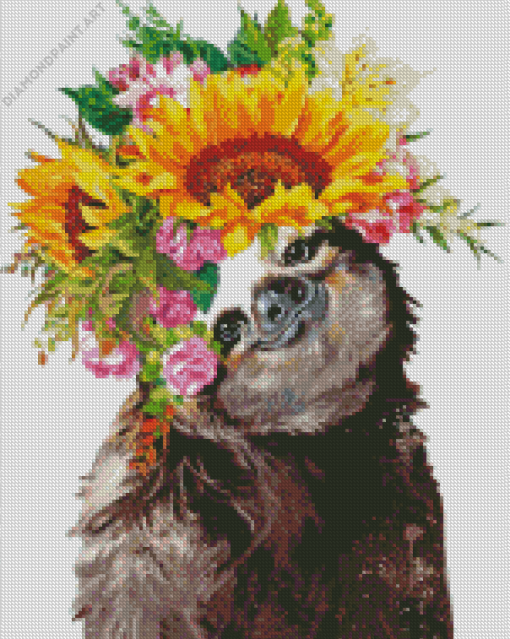 Sunflower And Sloth Diamond Painting