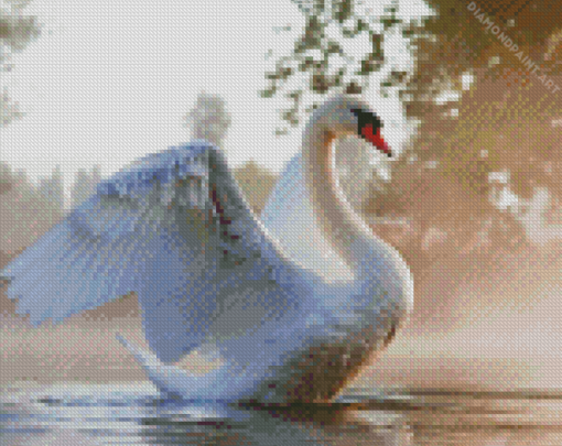 Swans In Water Diamond Painting