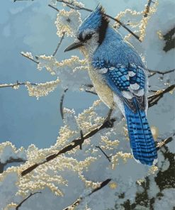 The Blue Jay In Winter Diamond Painting