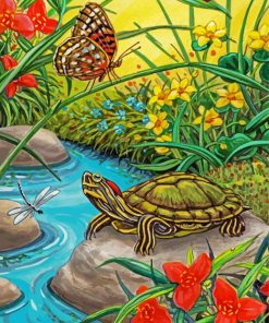 The Red Eared Slider Turtle Diamond Painting