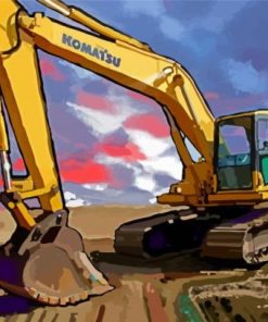 Track Excavator Construction Equipment Diamond Painting