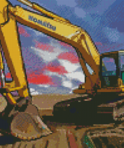 Track Excavator Construction Equipment Diamond Painting