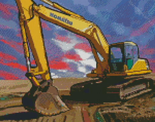 Track Excavator Construction Equipment Diamond Painting