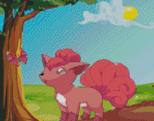 Vulpix And Butterfly Diamond Painting