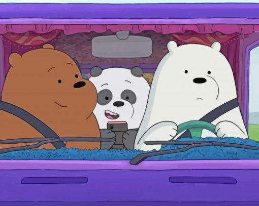 We Bare Bears Characters In The Car Diamond Painting