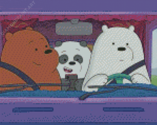 We Bare Bears Characters In The Car Diamond Painting