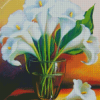 White Lilies In Glass Diamond Painting