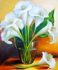 White Lilies In Glass Diamond Painting