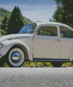 White Volkswagen Bug Diamond Painting