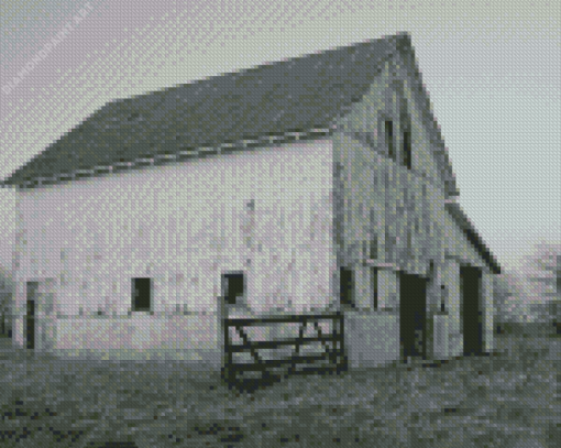 Aesthetic Black And White Barn Diamond Painting